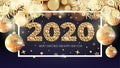Happy New Year 2020 Christmas gold beads Royalty Free Stock Photo