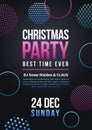 Happy new year and christmas party vector poster in colorful funky style with xmas pattern elements Royalty Free Stock Photo