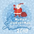 Happy new year christmas poster with santa claus Royalty Free Stock Photo