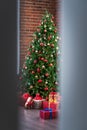 Happy New Year and Christmas! New Year\'s interior in loft style