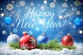 Happy New Year Christmas Snowing Ball Background Royalty Free Stock Photo