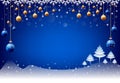 Happy New Year Christmas snowing Ball background, Text input box,Blue background