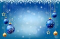 Happy New Year Christmas snowing Ball background, Text input box,Blue background Royalty Free Stock Photo