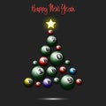 Christmas tree from billiard balls Royalty Free Stock Photo