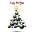 Christmas tree from billiard balls Royalty Free Stock Photo