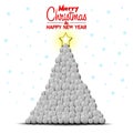 Happy New Year. Christmas tree made of golf balls Royalty Free Stock Photo