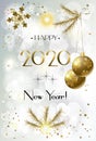 2020 happy new year and christmas card winter holiday party festival gold decoration Royalty Free Stock Photo