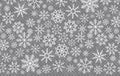 Happy New Year, Christmas and xmas. Falling snow. Snowflakes in different shapes. Winter holidays. Vector snowflake on transparent Royalty Free Stock Photo
