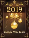 Happy New Year 2019 - classic greeting card Royalty Free Stock Photo