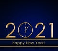 Happy New Year 2021. New Year Clock.Christmas card.Copy space for text Royalty Free Stock Photo