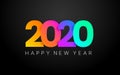 Happy New Year color banner. 2020 poster. Merry Christmas minimal composition on dark background. Colorful greeting card Royalty Free Stock Photo