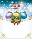 Happy New Year 2016 with colored Christmas balls Royalty Free Stock Photo