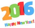 Happy New Year 2016! Colored greeting inscription. Royalty Free Stock Photo