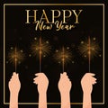 Happy new year colored invitational card template Vector