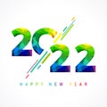 Happy New Year 2022, colored line square card