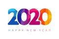 Happy New Year 2020 colorful facet logo text design