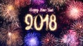 Happy new year 2018 colorful fireworks festive celebration count