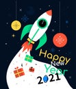 Happy New Year 2021- colorful flat design style illustration Royalty Free Stock Photo