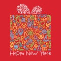 Happy new year colorful gift postcard vector illustration Royalty Free Stock Photo