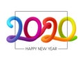 2020 Happy New Year colorful gradient 3d lettering