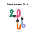 Happy New Year 2016.Colorful greeting card design.Vector illustr Royalty Free Stock Photo