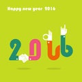 Happy New Year 2016.Colorful greeting card design.Vector illustr Royalty Free Stock Photo
