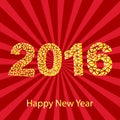 Happy New Year 2016 colorful greeting card made in polygonal origami style. Royalty Free Stock Photo