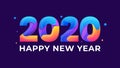 Happy new year 2020 colorful greeting card paper for seasonal holidays banner, flyers, greetings and invitations cards and christm Royalty Free Stock Photo