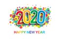 2020 Happy New Year Colorful Greeting in white Background