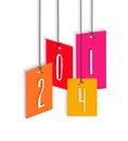 Happy New Year 2014 colorful hangtag illustration Royalty Free Stock Photo