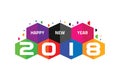 Happy New Year 2018 Colorful with hexagon concept Royalty Free Stock Photo