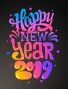 Happy new 2019 year. Greetings card. Colorful lettering design. Vector illustration Royalty Free Stock Photo