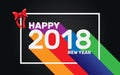 Happy New Year 2018 colorful long shadow wallpaper