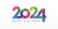 2024 Happy New Year, colorful numbers greeting concept