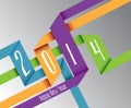 Happy New Year 2014 colorful origami illustration Royalty Free Stock Photo