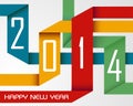 Happy New Year 2014 colorful ribbons Royalty Free Stock Photo