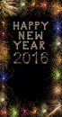 Happy New Year 2016 colorful sparkling fireworks with border XXX Royalty Free Stock Photo
