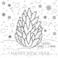 Happy New Year Coloring book for children Christmas tree