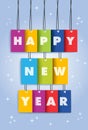 Happy New Year 2014 colors text hanging Royalty Free Stock Photo