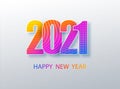 Happy 2021 new year colour banner in paper style. 2021 modern text vector design for your seasonal holidays flyers Royalty Free Stock Photo