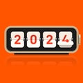 2024 Happy new year concept decorative with vintage flip clock