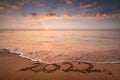 Happy New Year 2022 concept on the sea beach; sunrsie shot Royalty Free Stock Photo