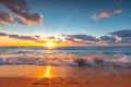 Happy New Year 2022 concept on the sea beach sand ; ocean sunrise Royalty Free Stock Photo