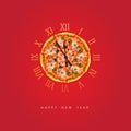 Happy New Year concept for the restaurant, Pizza brand Royalty Free Stock Photo