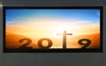 Happy New Year concept: roadside billboard with 2019 sign Royalty Free Stock Photo