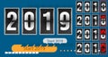 Happy new year concept template analog counter countdown timer, retro flip number counter from 2018 to 2019 year Royalty Free Stock Photo