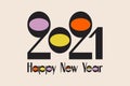 Happy New Year 2021 conceptual design with amazing retro numbers and letters on beige background. Abstract vector illustration Royalty Free Stock Photo