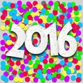 Happy 2016 new year with confetti