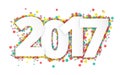 Happy 2017 new year with confetti.