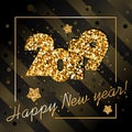 2019 happy New year, congratulation of gold confetti Royalty Free Stock Photo